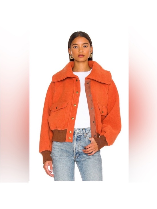 Free People Jackets & Blazers - Free People We The Free Shasta Cardi Orange Bomber Jacket size Small